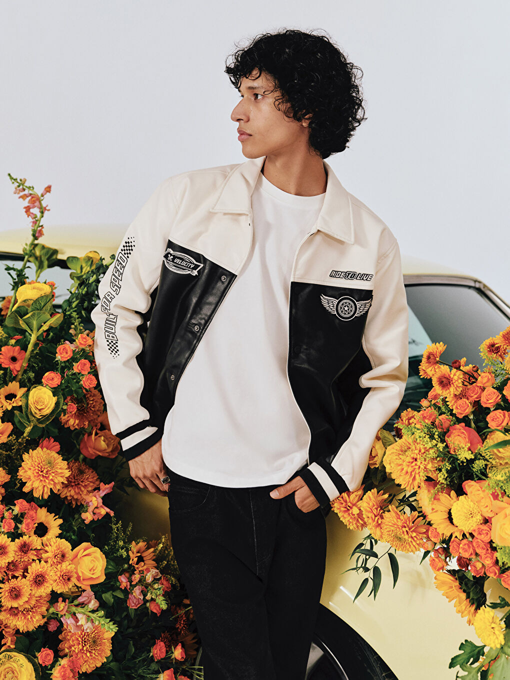 بالطو جلد صناعي بياقة قميص عادي للرجال