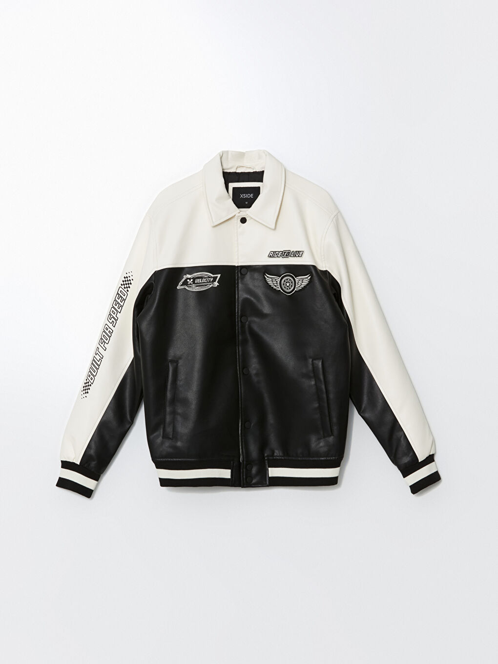 بالطو جلد صناعي بياقة قميص عادي للرجال-7