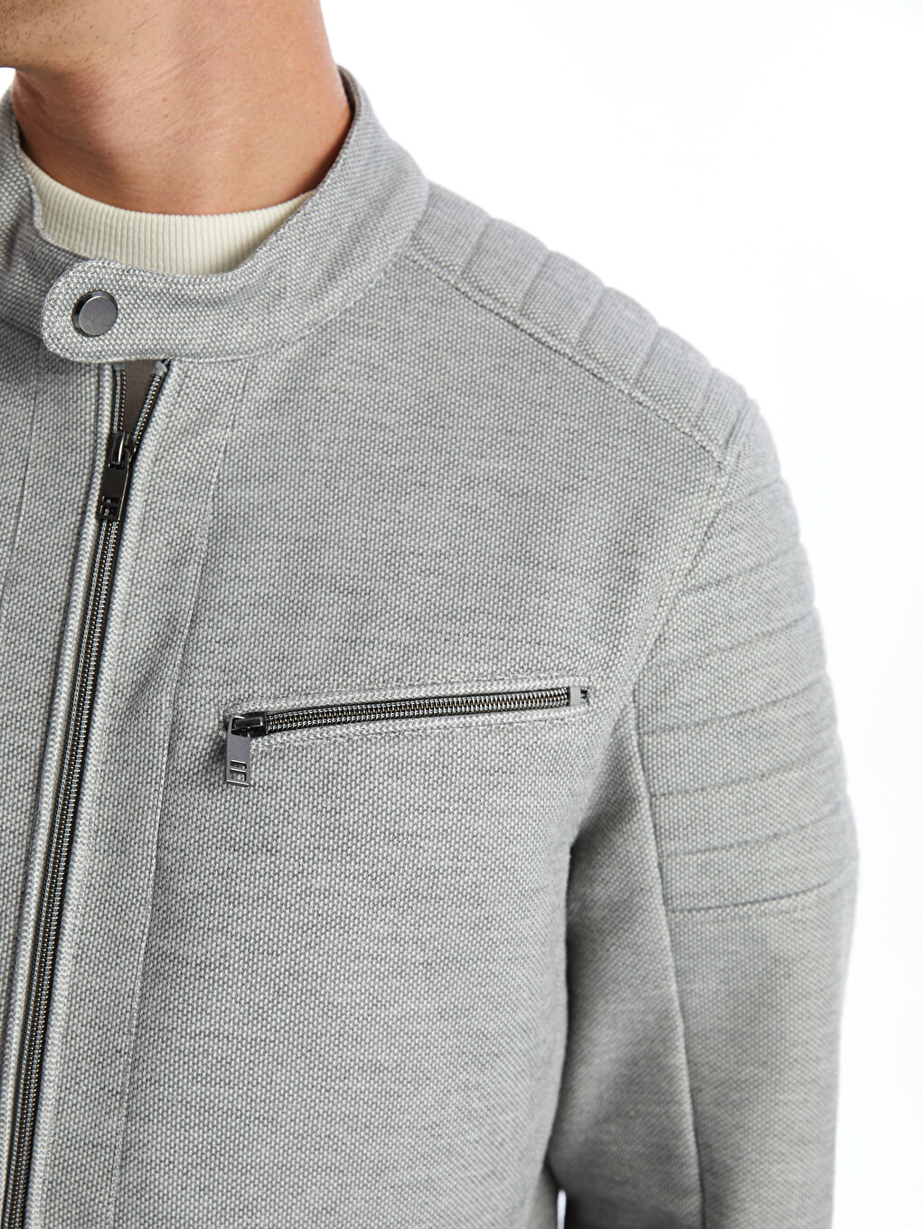 بالطو رفيع بياقة بايكر للرجال-2