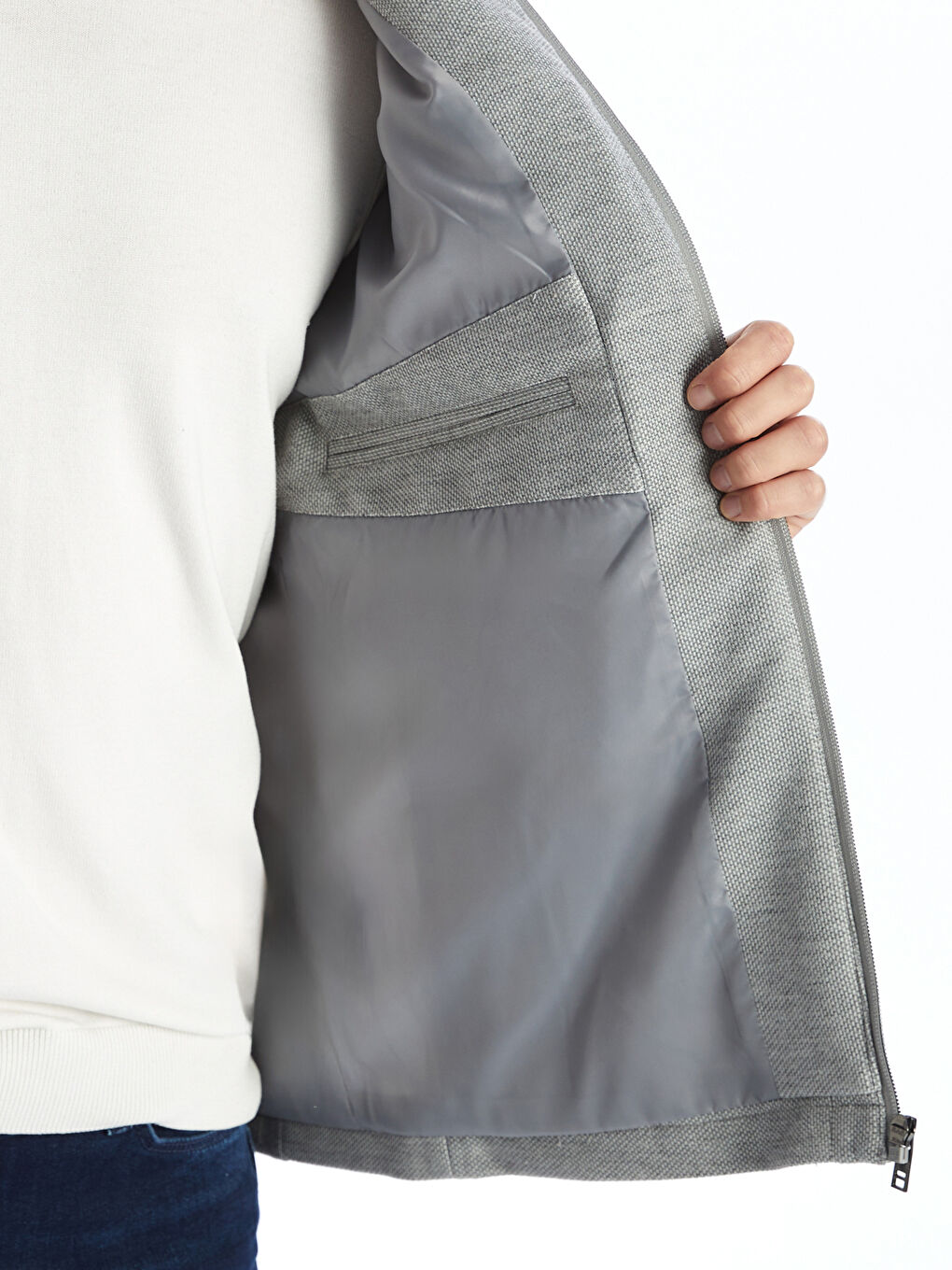 بالطو رفيع بياقة بايكر للرجال-3