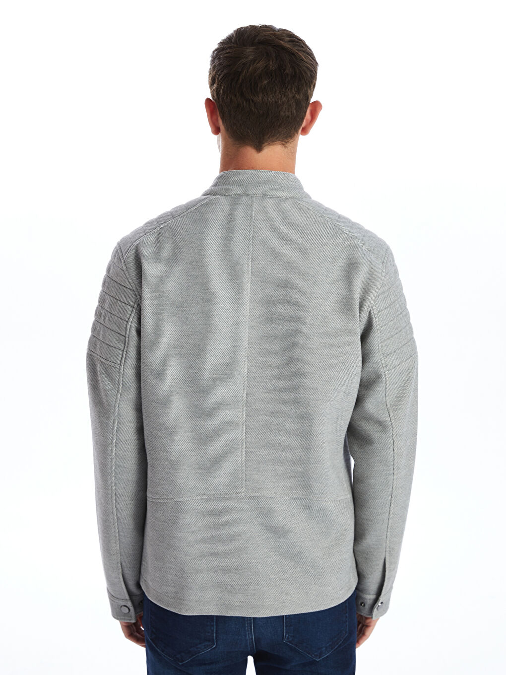 بالطو رفيع بياقة بايكر للرجال-4