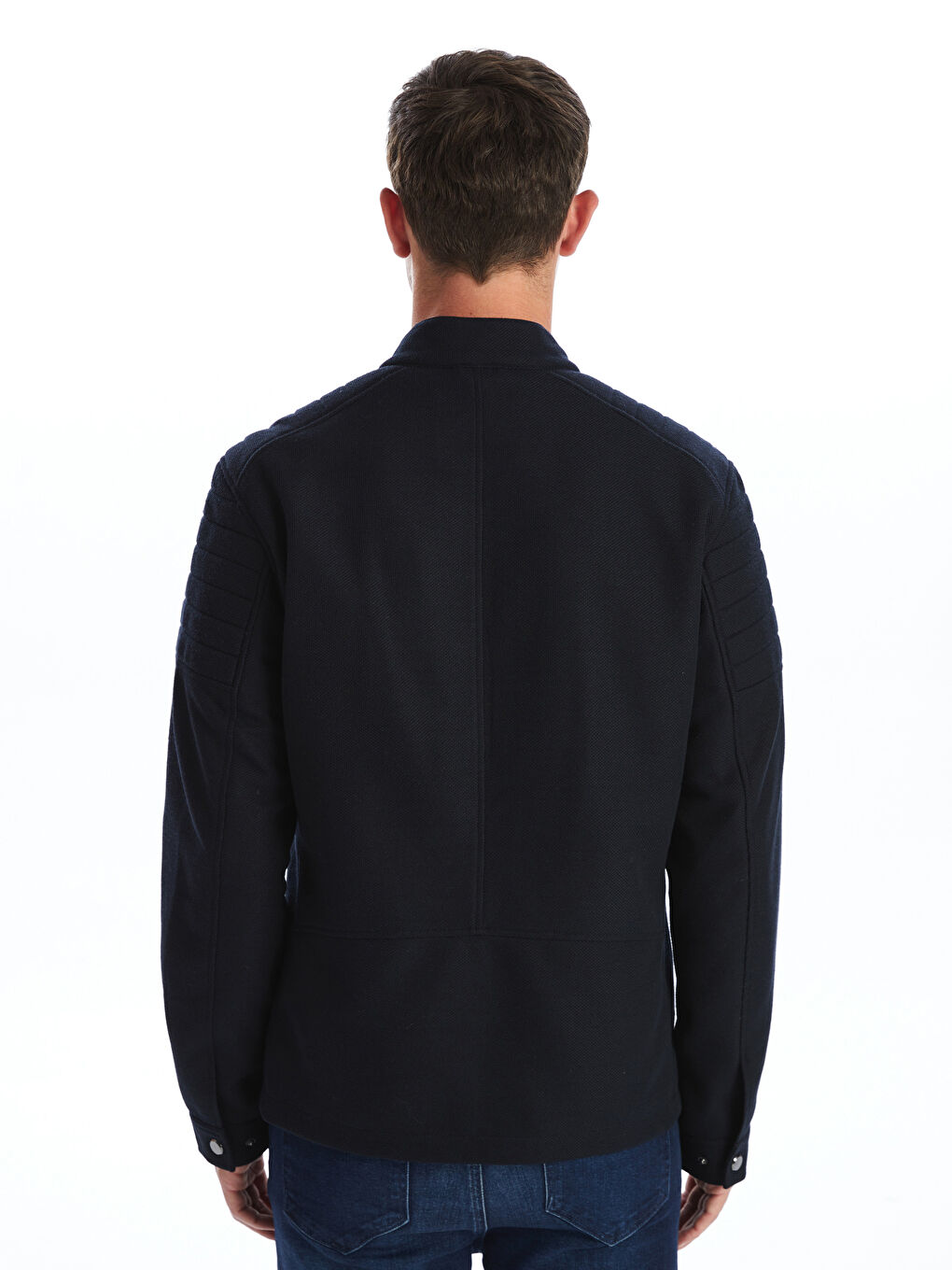 بالطو رفيع بياقة بايكر للرجال-4