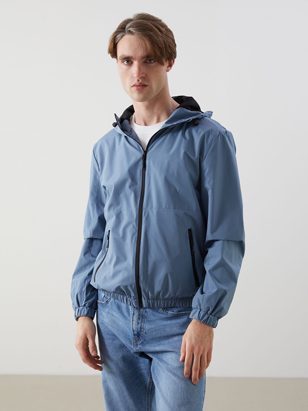 Standard Fit Hooded Men's Raincoat -S51512Z8-QJ0
