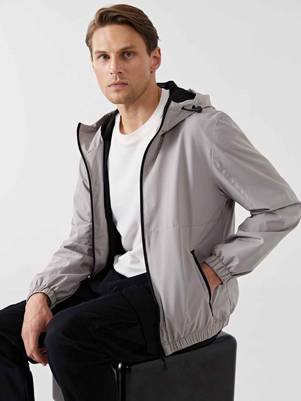 Regular Fit Hooded Men's Raincoat -S51513Z8-CV3