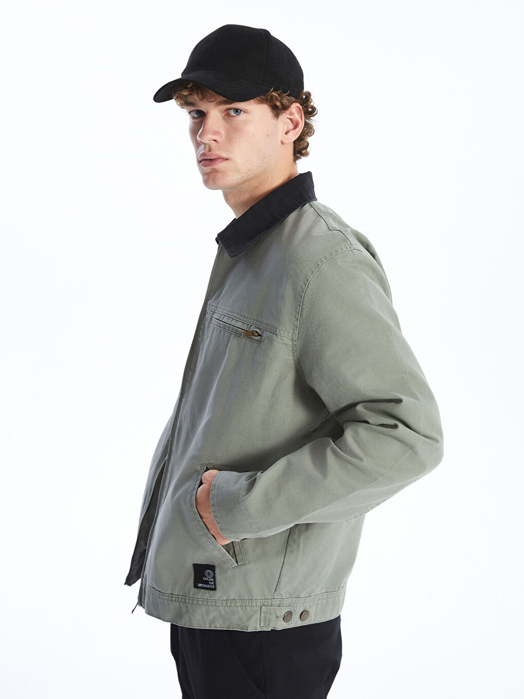 Relaxed Fit Jacket Neck Men's Medium Thickness Coat -S51523Z8-DYG
