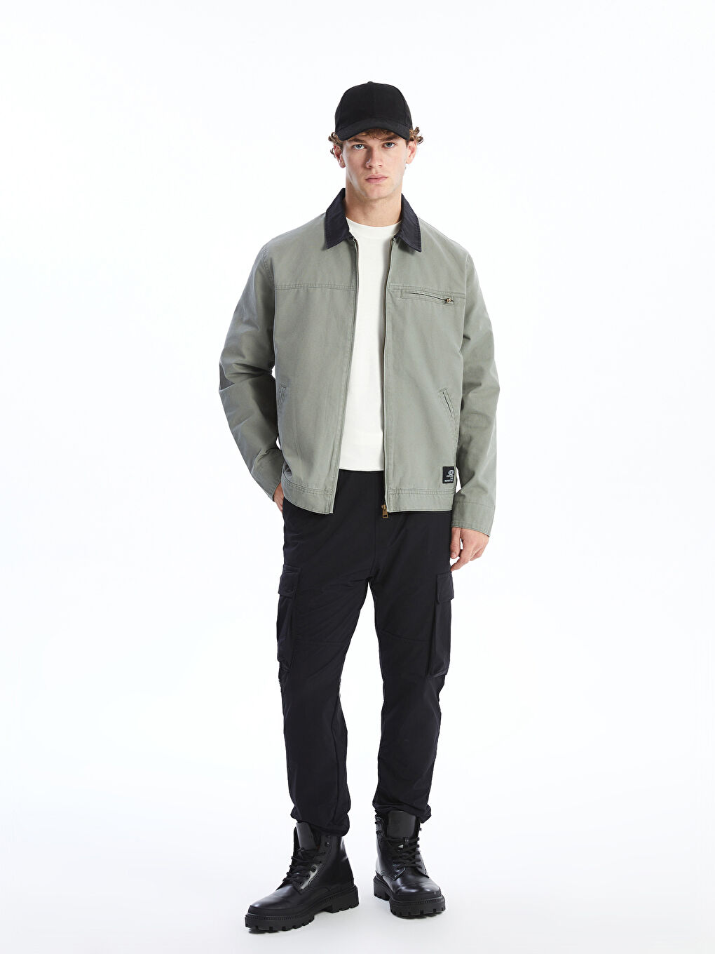 Relaxed Fit Jacket Neck Men's Medium Thickness Coat -S51523Z8-DYG