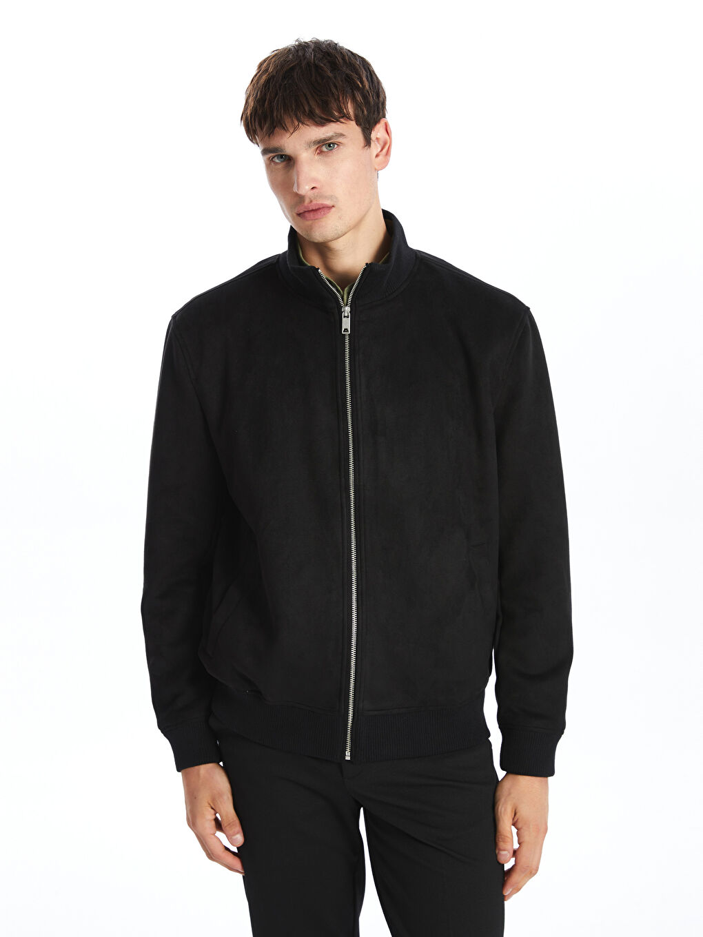 Standard Fit Standing Collar Suede Men's Coat -S51577Z8-CVL