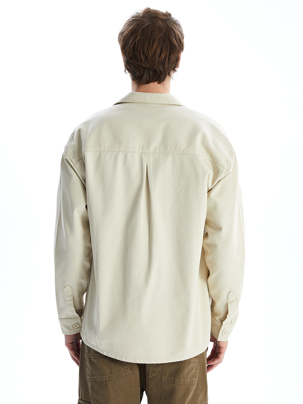 Relaxed Fit Long Sleeve Twill Men's Shirt Jacket -S51588Z8-FWZ