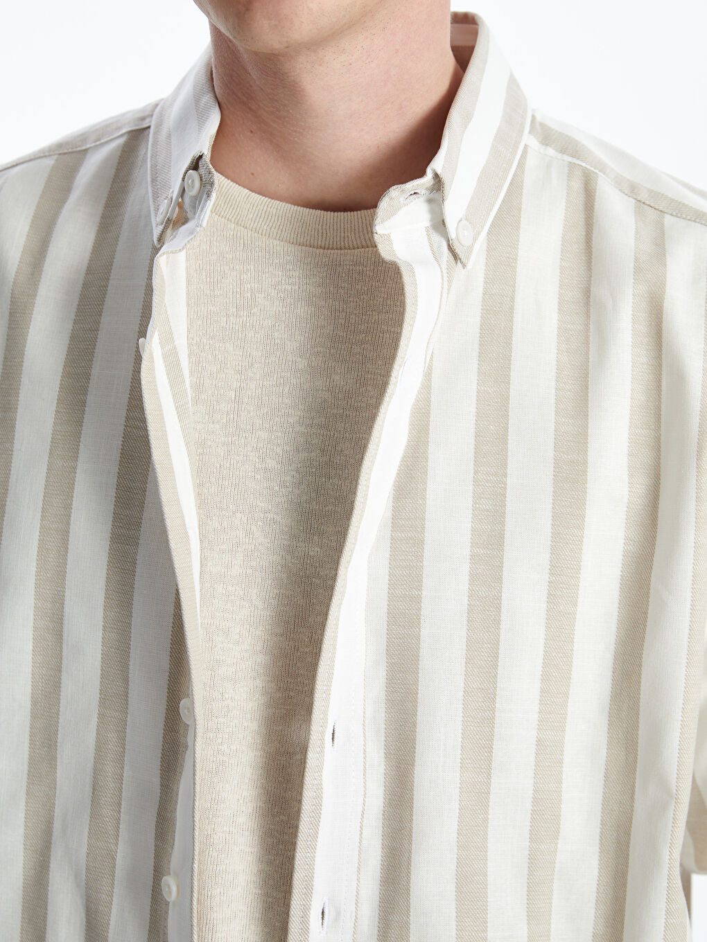 Shirt Collar Striped Men's Shirt Jacket-2