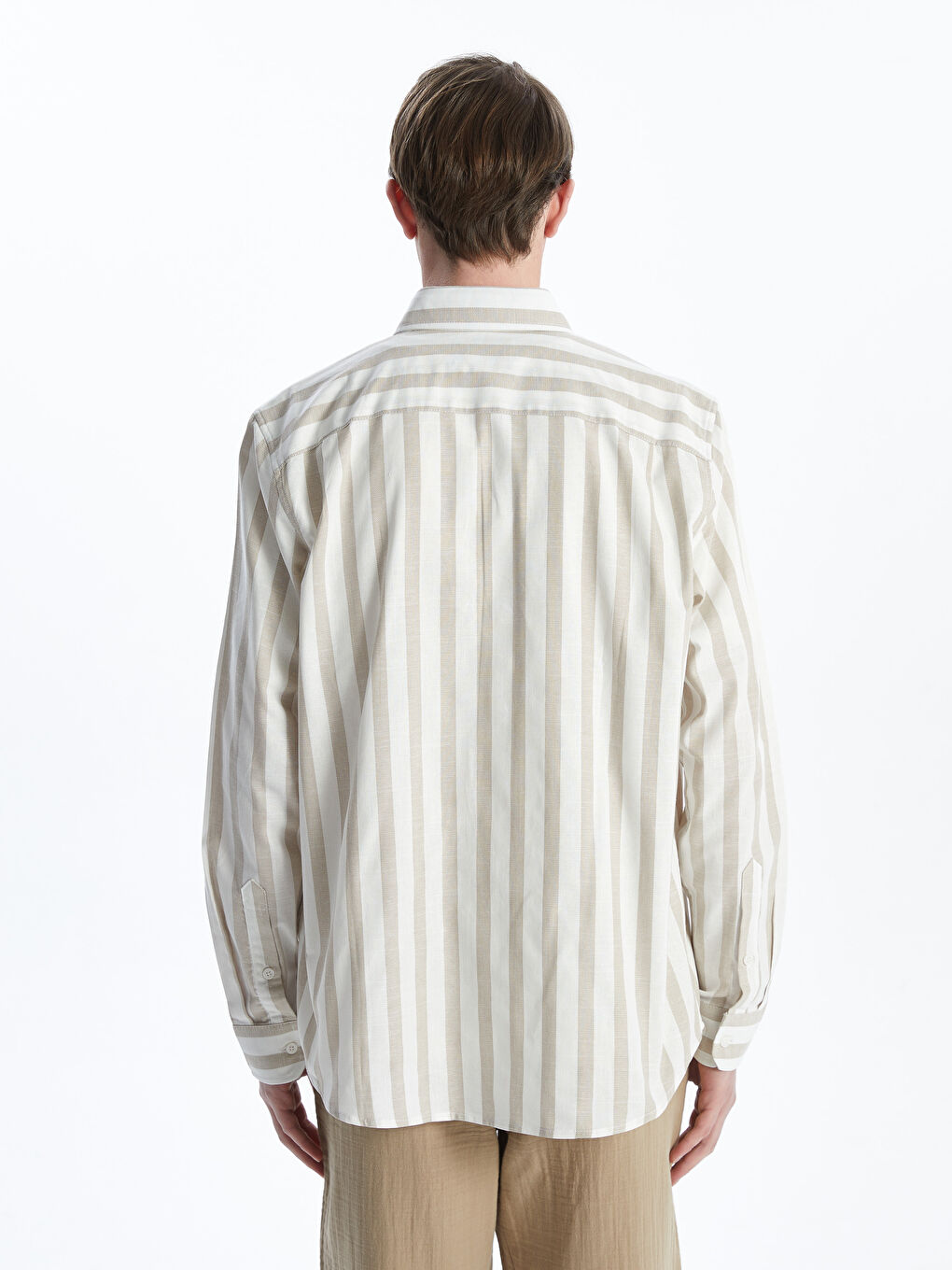 Shirt Collar Striped Men's Shirt Jacket-3