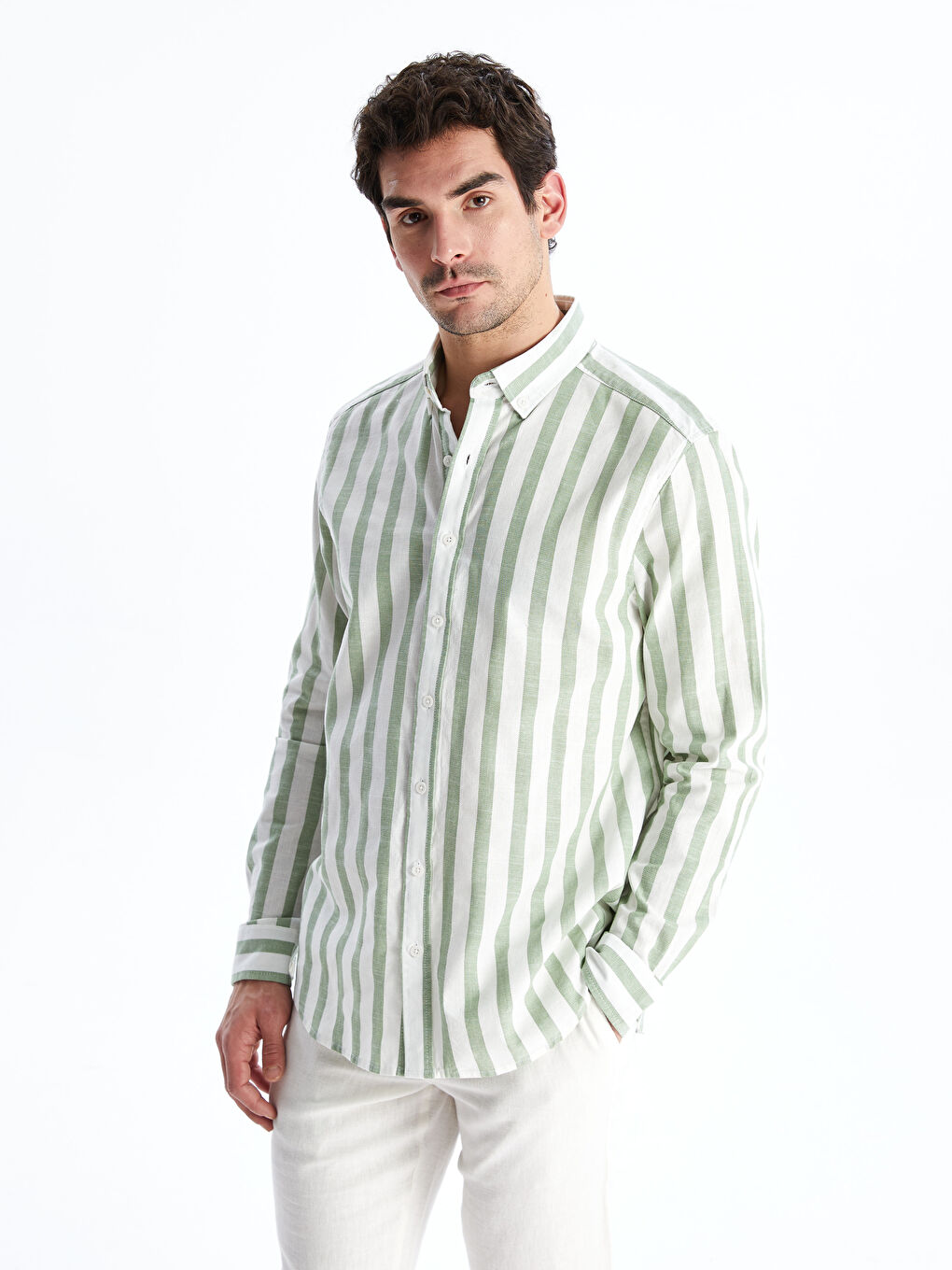 LCW Vision Shirt Collar Striped Men's Shirt Jacket -S51609Z8