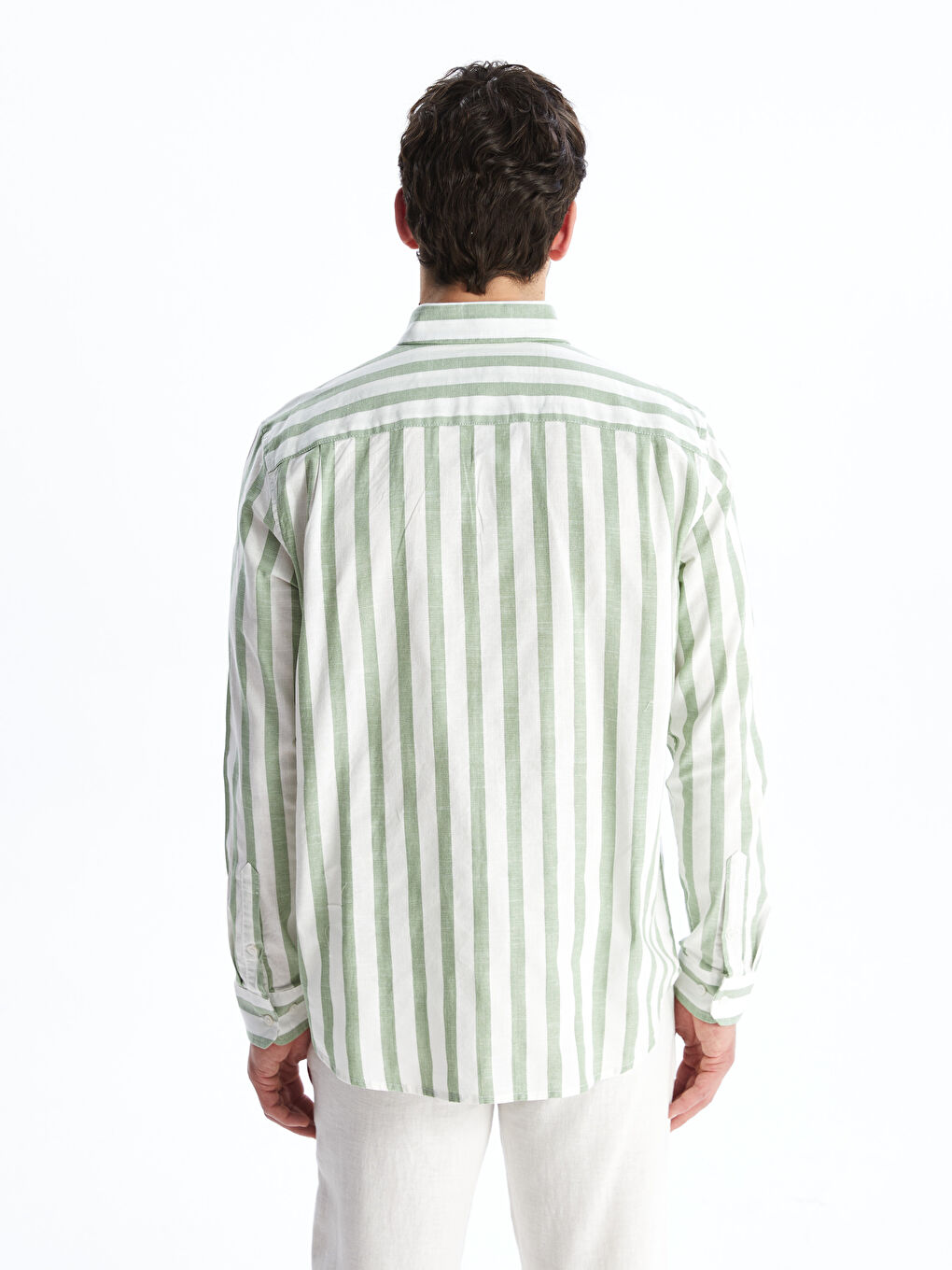 Veste Chemise à Rayures pour Hommes avec Col de Chemise-3