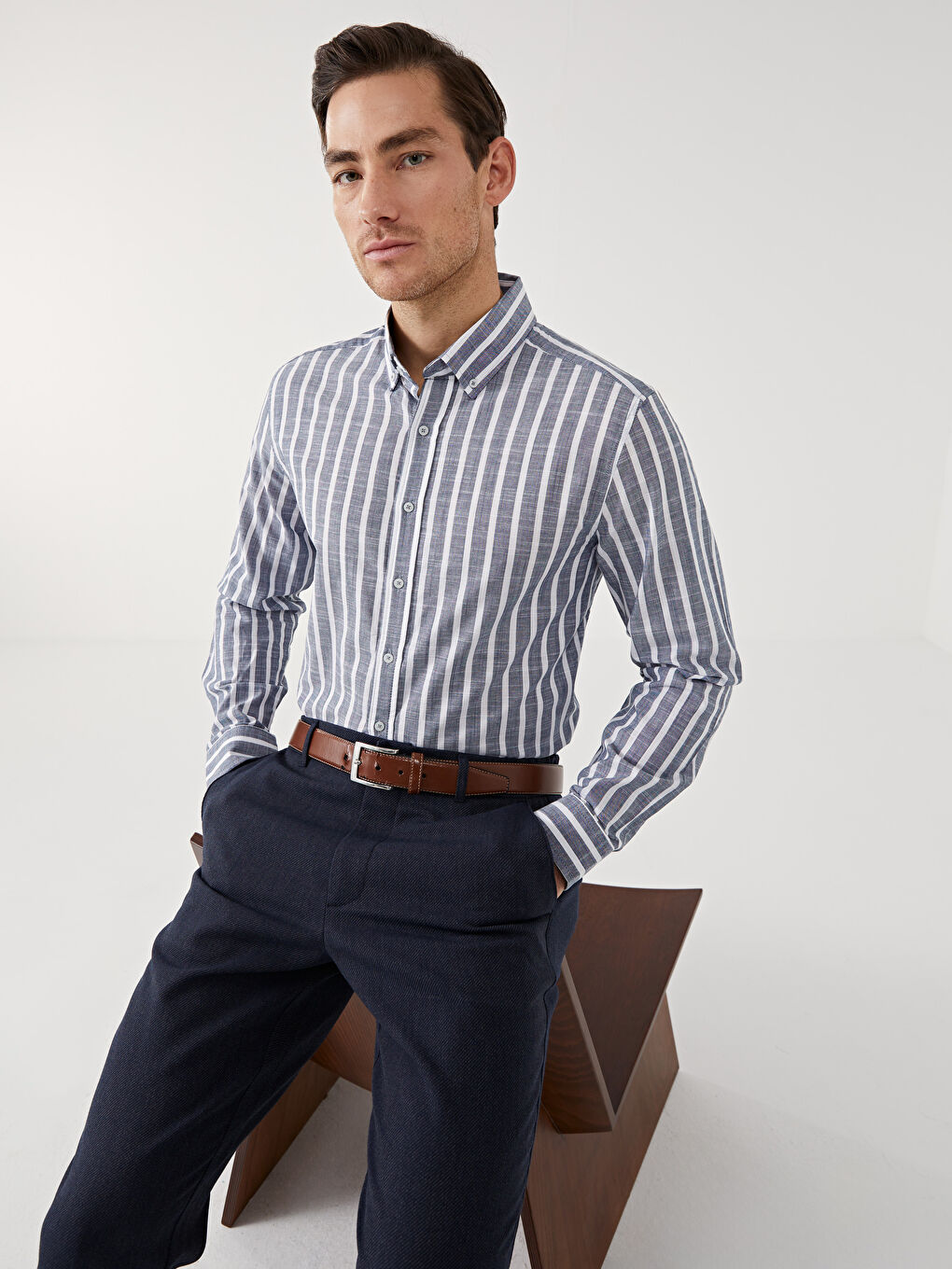 Slim Fit Men's Shirt -S51611Z8-LGS