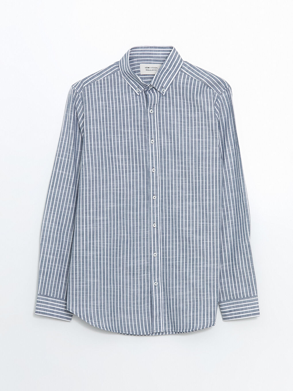 Slim Fit Long Sleeve Striped Poplin Men's Shirt -S51655Z8-LGS