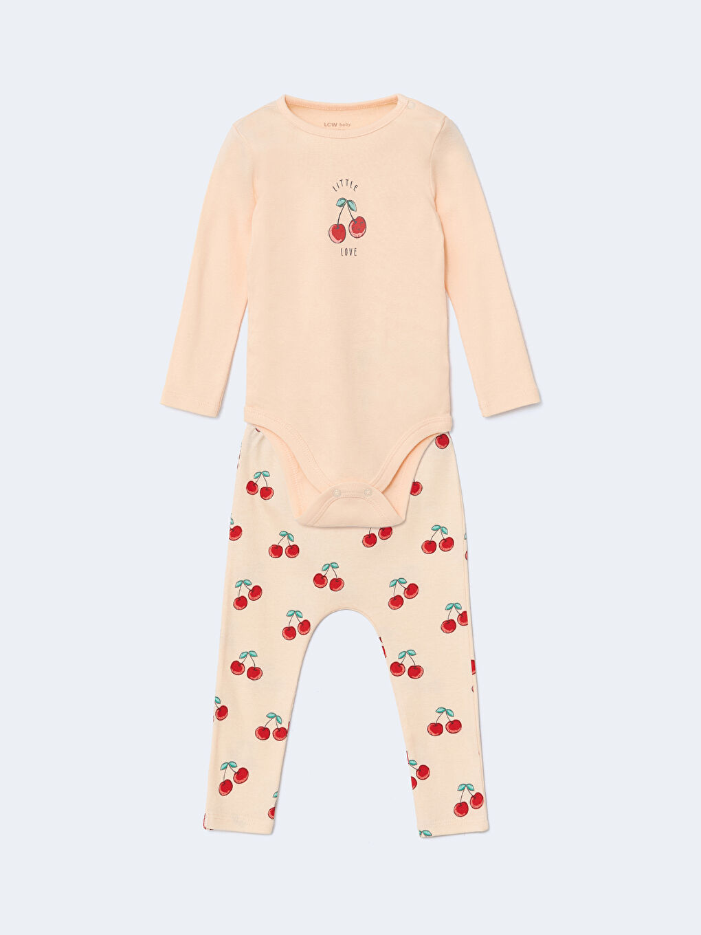 LCW baby Pembe Bisiklet Yaka Baskılı Kız Bebek Hastane Seti