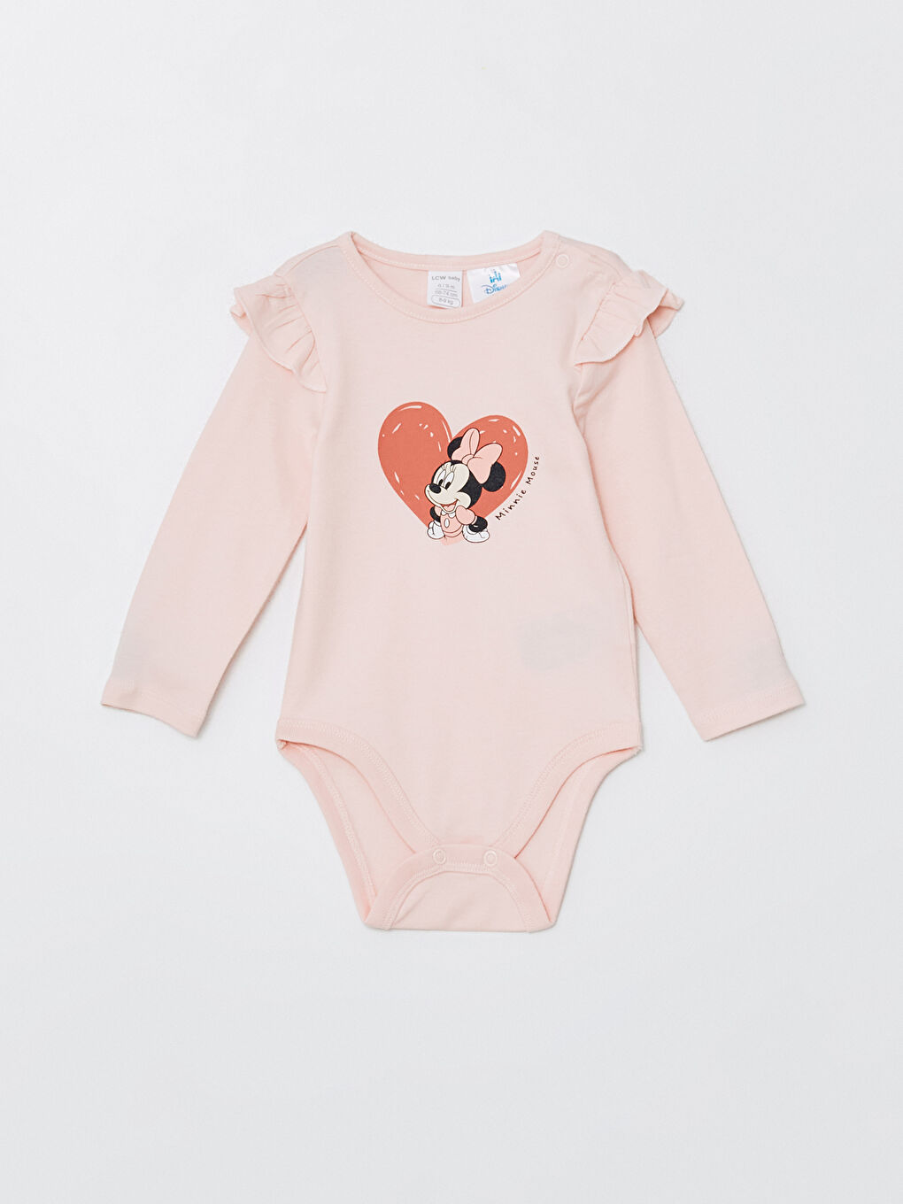 Pembe Minnie Mouse Baskılı Kız Bebek Çıtçıtlı Bodysuit
