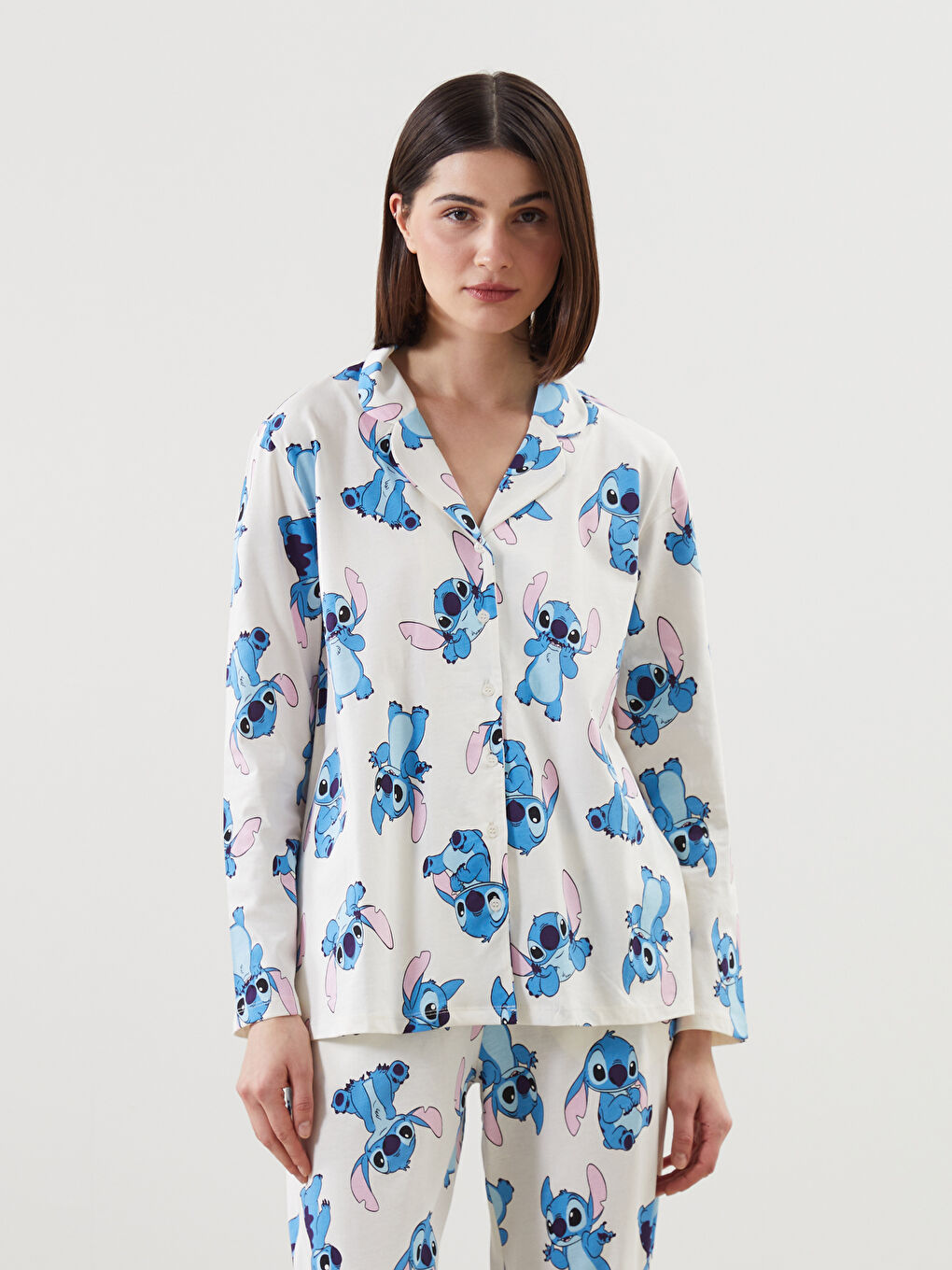Collared Neck Stitch Printed Women's Pyjama Set -S51748Z8-LRA