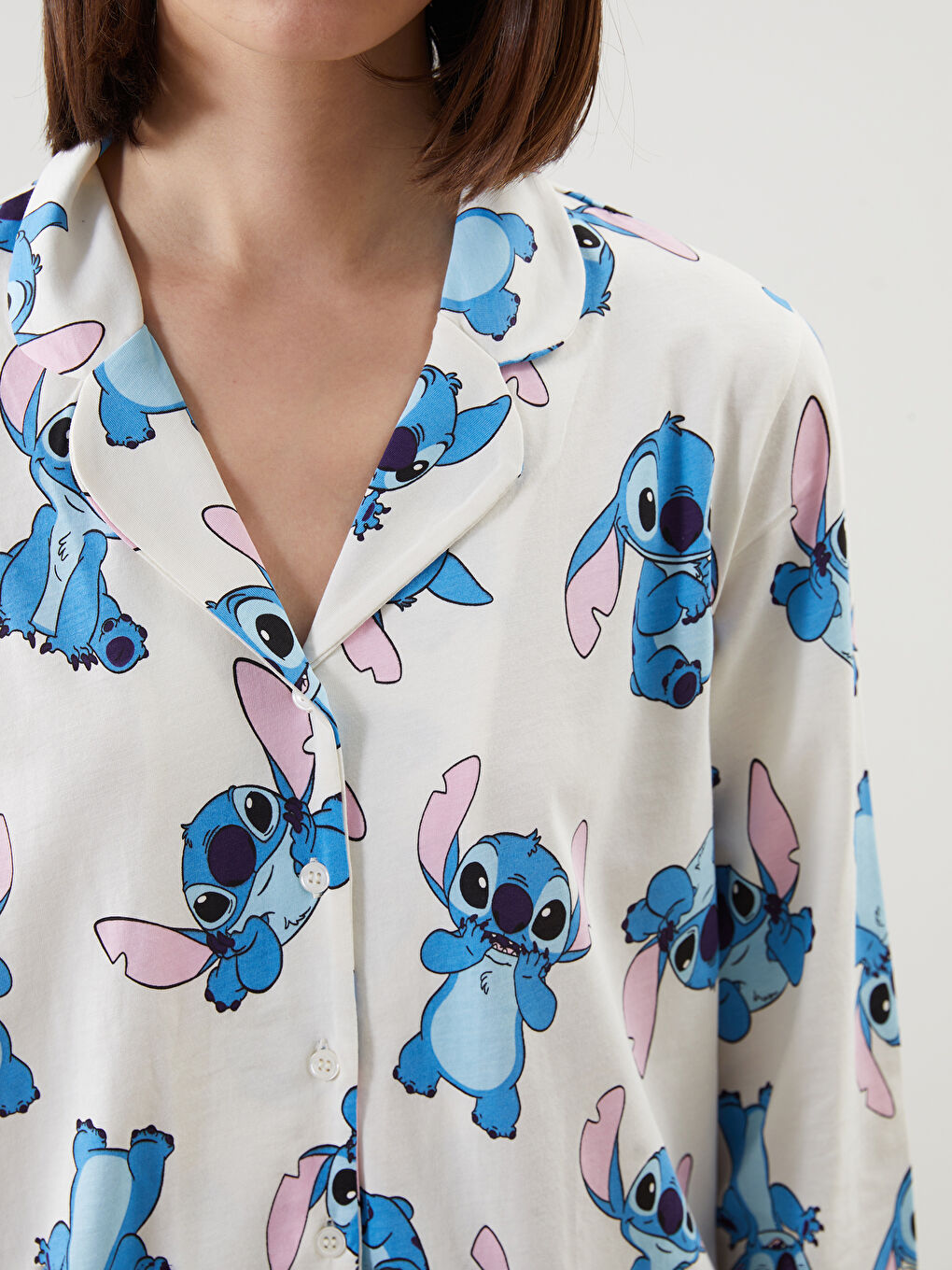 Collared Neck Stitch Printed Women's Pyjama Set -S51748Z8-LRA