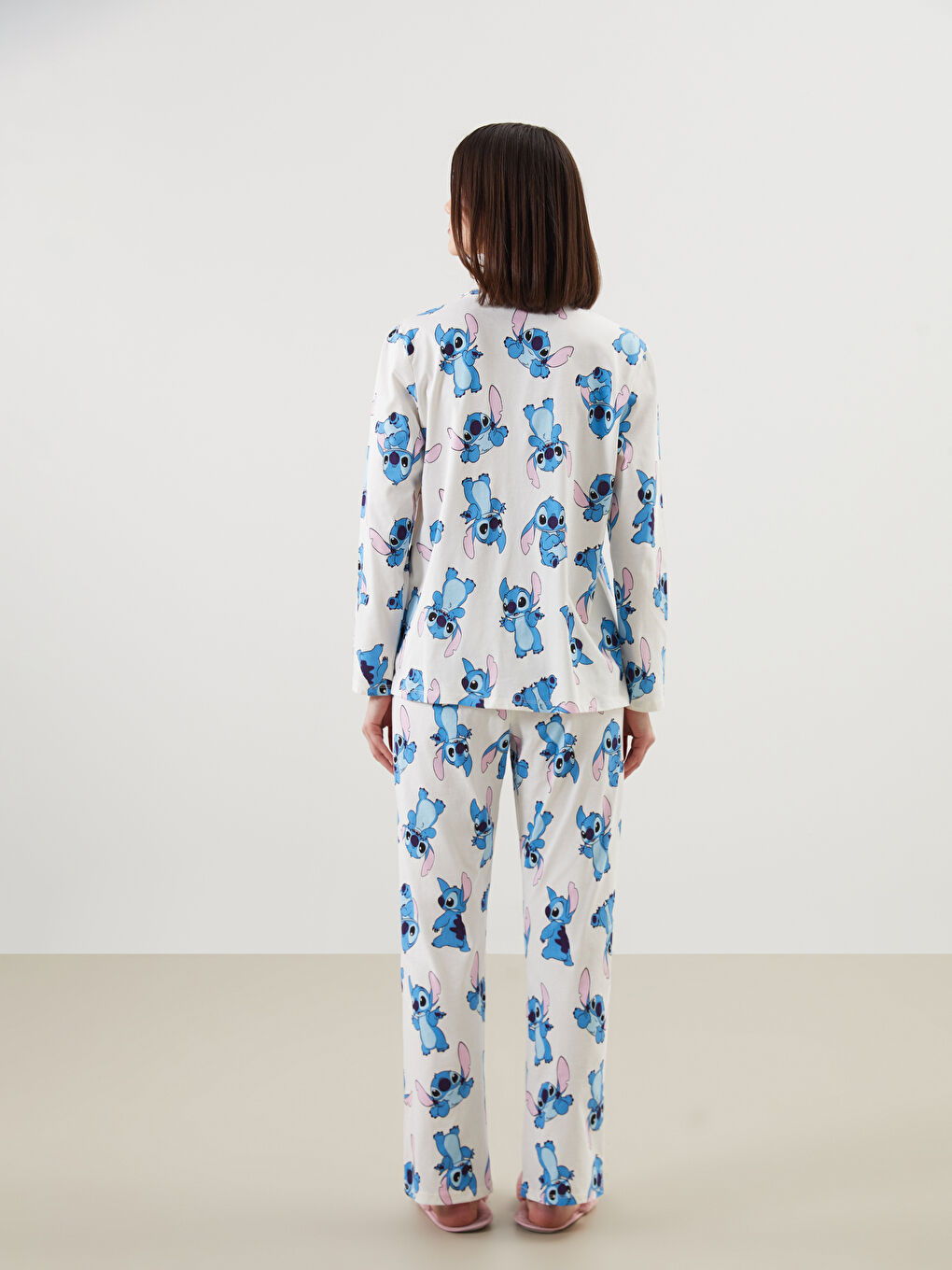 Collared Neck Stitch Printed Women's Pyjama Set -S51748Z8-LRA
