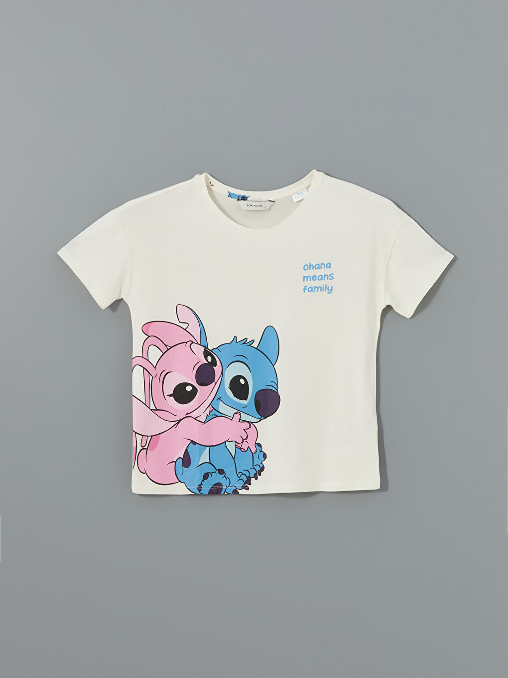 Ekru Stitch ve Angel Baskılı Kadın Pijama Üst