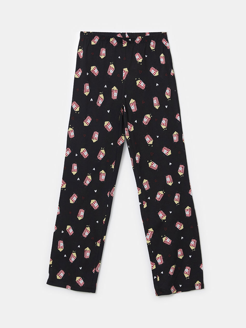 Siyah Beli Lastikli Baskılı Kadın Pijama Altı-4