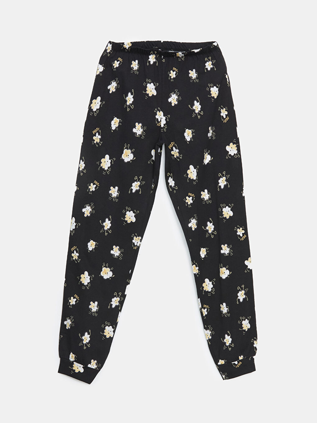 Siyah Beli Lastikli Desenli Kadın Jogger Pijama Altı