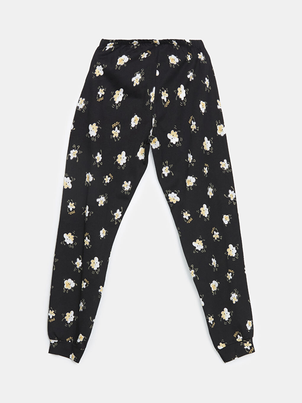 Siyah Beli Lastikli Desenli Kadın Jogger Pijama Altı-1