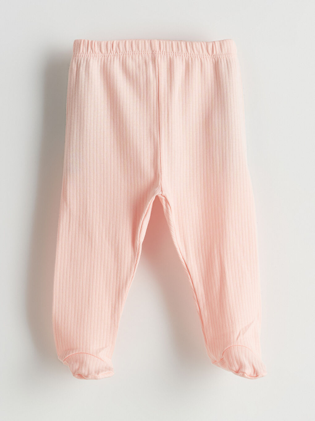 Pembe Beli Lastikli Patikli Kız Bebek Pantolon