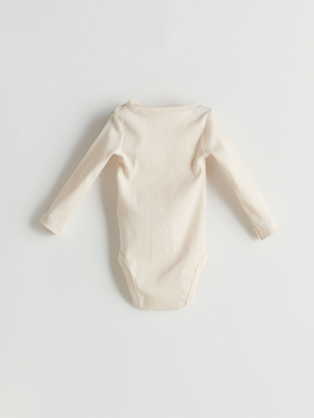 Bej Bisiklet Yaka Erkek Bebek Çıtçıtlı Body-1