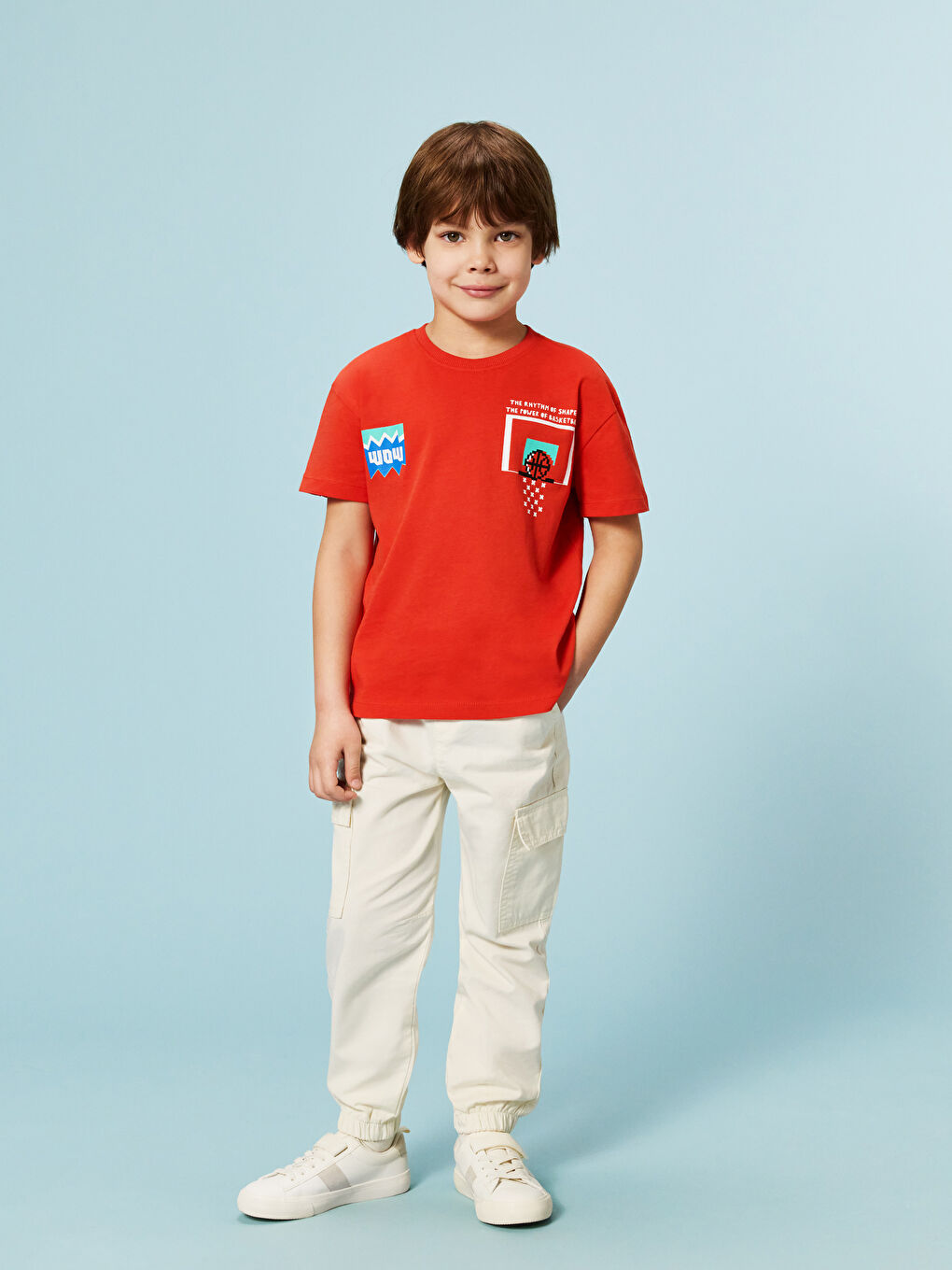 LCW Kids Bej Beli Lastikli Erkek Çocuk Kargo Pantolon - 1