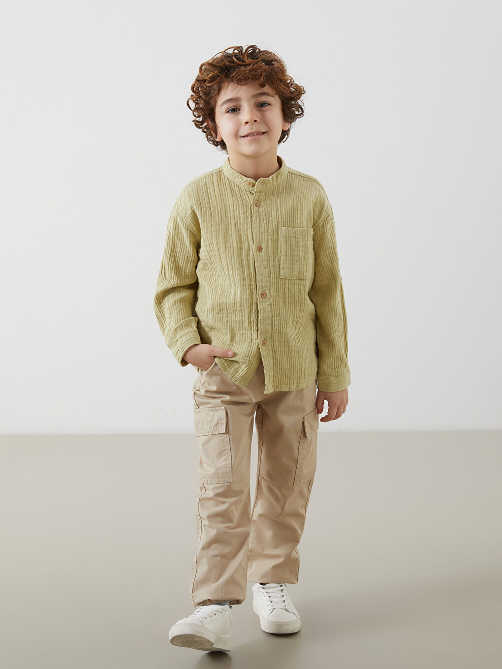Elastic Waist Boys' Cargo Trousers -S51848Z1-FKU