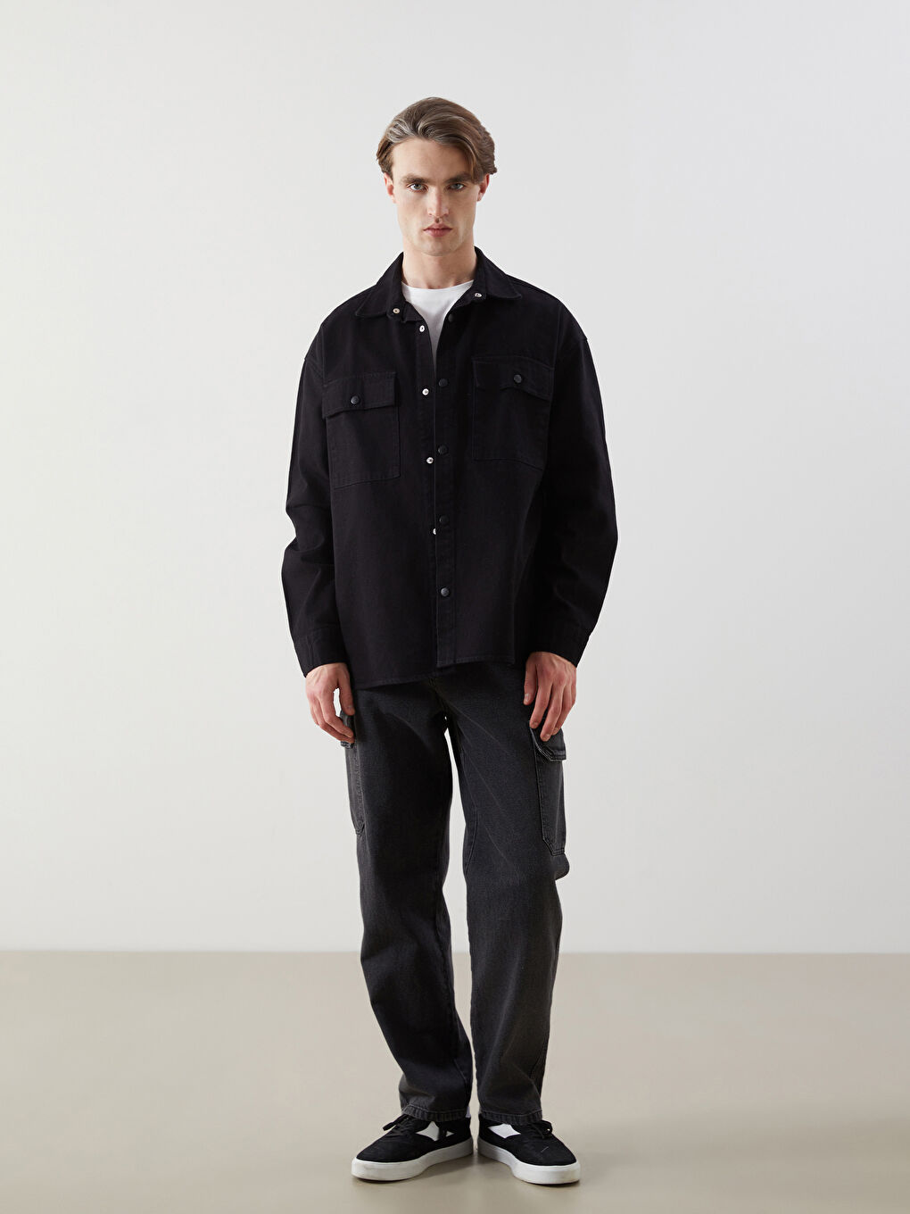 Relaxed Fit Gabardine Men's Shirt Jacket -S51860Z8-RQL
