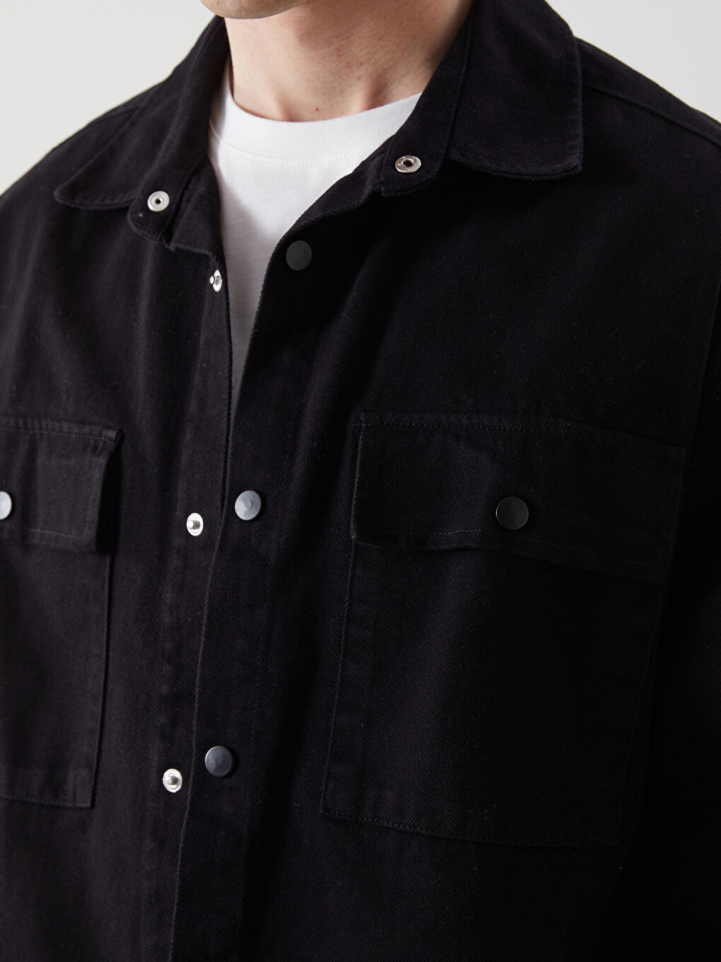 Relaxed Fit Gabardine Men's Shirt Jacket -S51860Z8-RQL