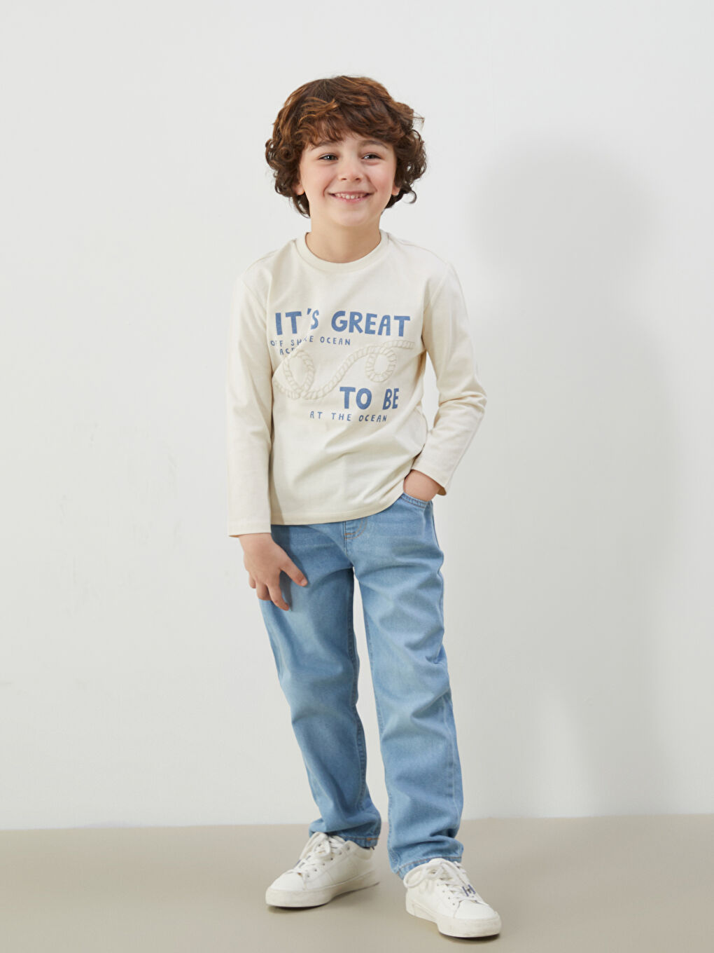 İndigo Beli Lastikli Erkek Bebek Jean Pantolon