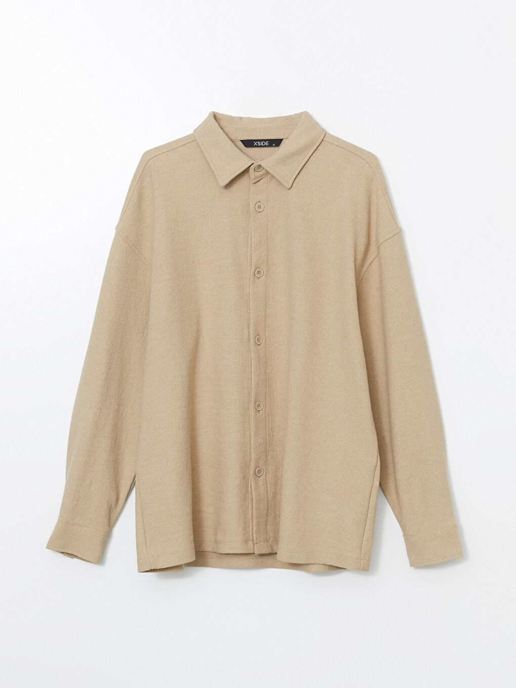 Bej Rahat Kalıp Uzun Kollu Gabardin Erkek Gömlek-5