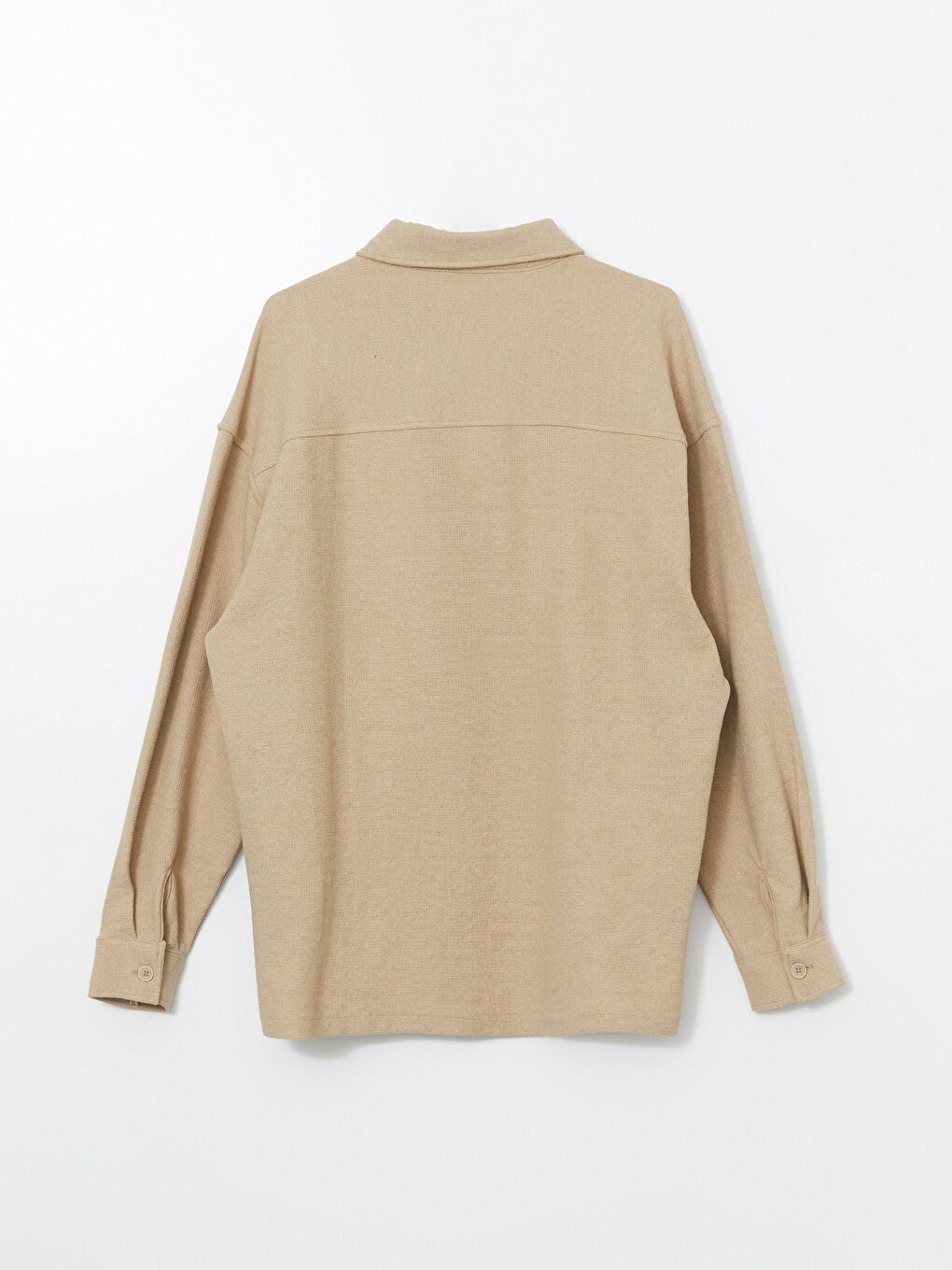 Bej Rahat Kalıp Uzun Kollu Gabardin Erkek Gömlek-6