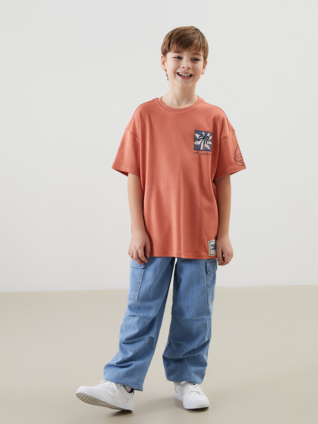 Turuncu Bisiklet Yaka Erkek Çocuk Tişört-3