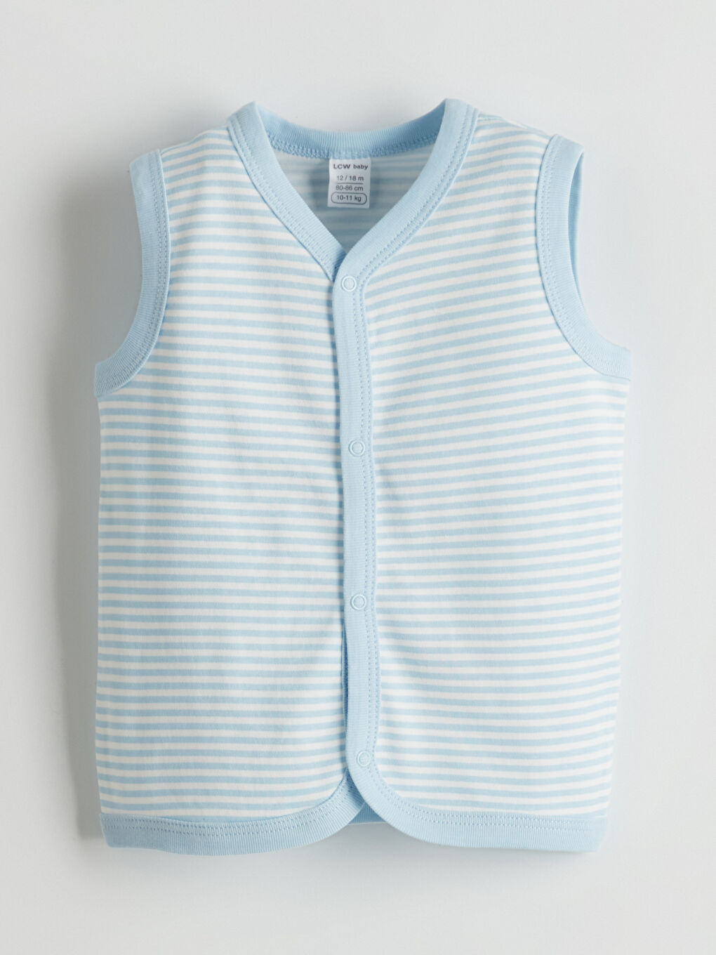Mavi V Yaka Çizgili Erkek Bebek Yelek