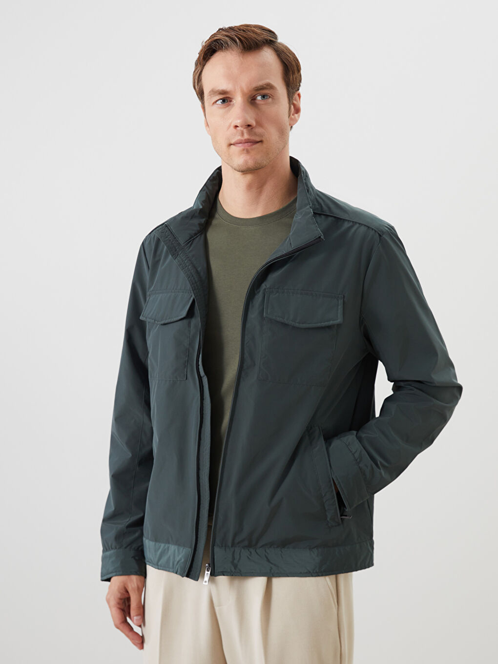 Standard Fit Funnel Neck Men's Coat -S51904Z8-JP0