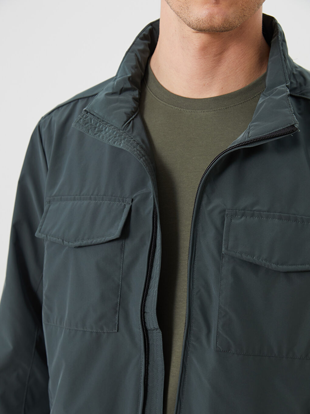 Standard Fit Funnel Neck Men's Coat -S51904Z8-JP0