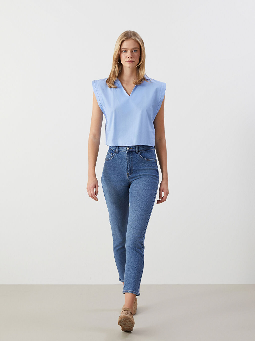LCW Jeans Indigo Slim Mom Kadın Jean Pantolon