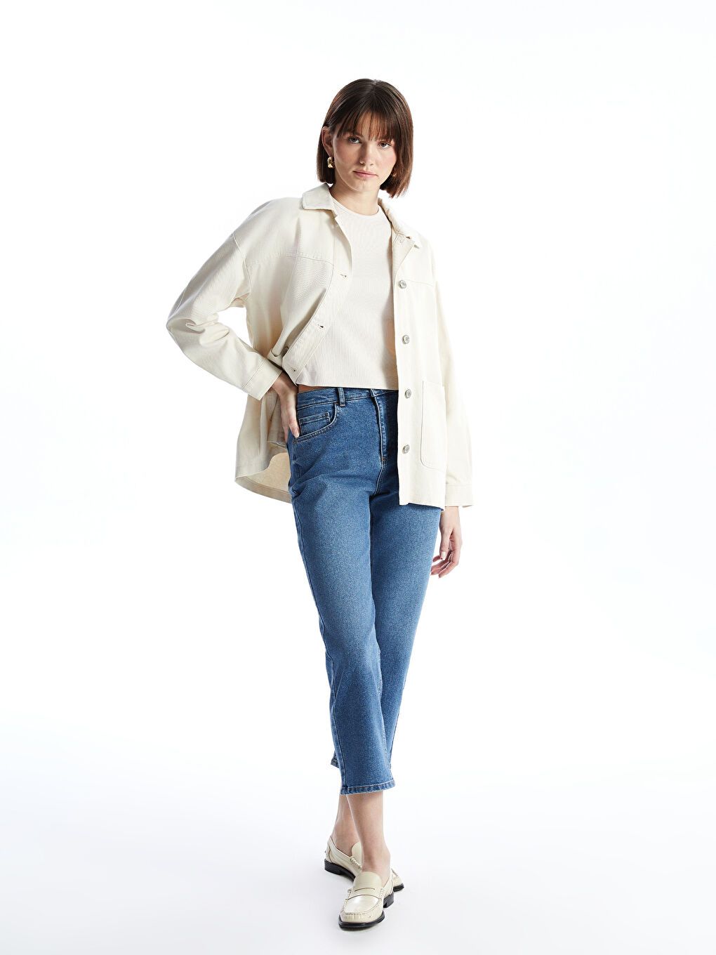 Straight Fit Women's Denim Trousers -S51952Z8-507