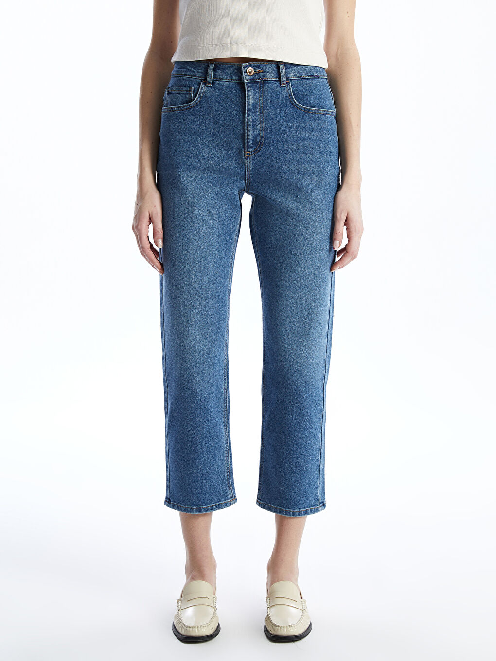Straight Fit Women's Denim Trousers -S51952Z8-507