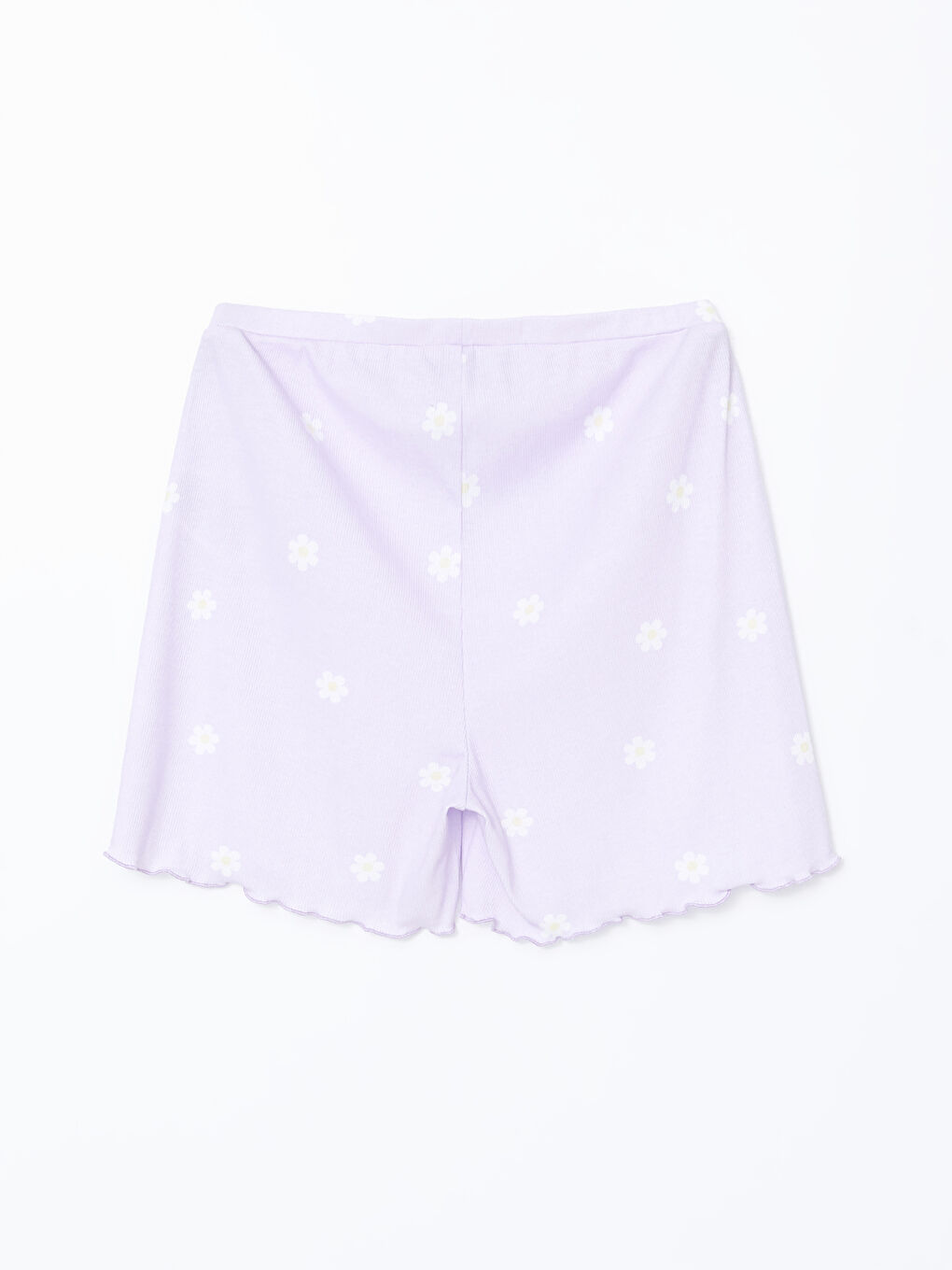 Lila Beli Lastikli Puantiyeli Kadın Şort Pijama Altı-1