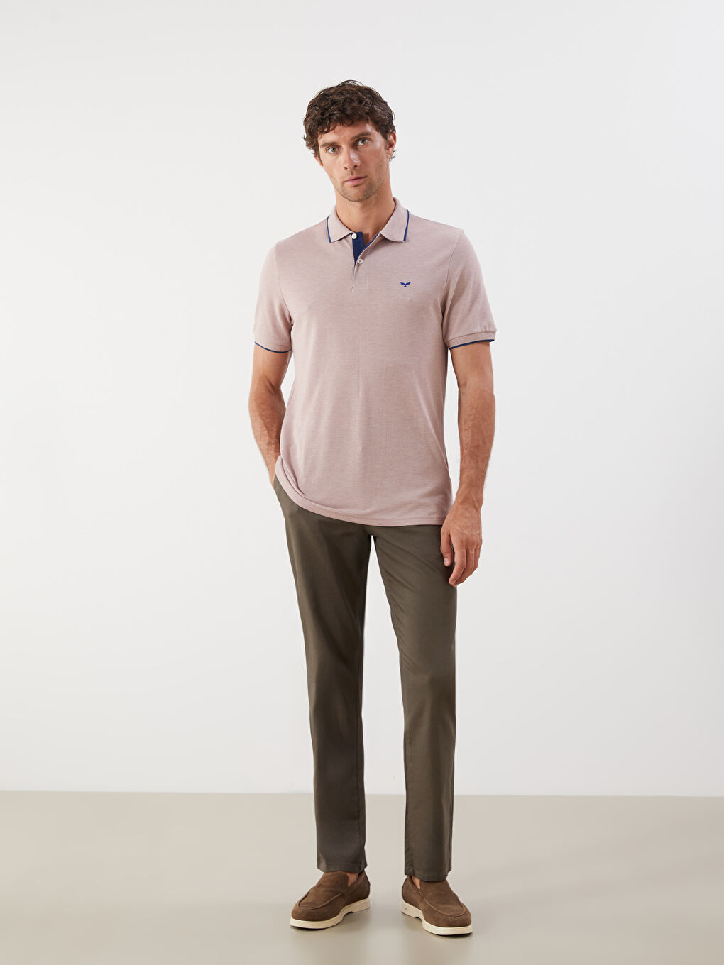 Polo Neck Short Sleeve Embroidered Men's T-Shirt-2