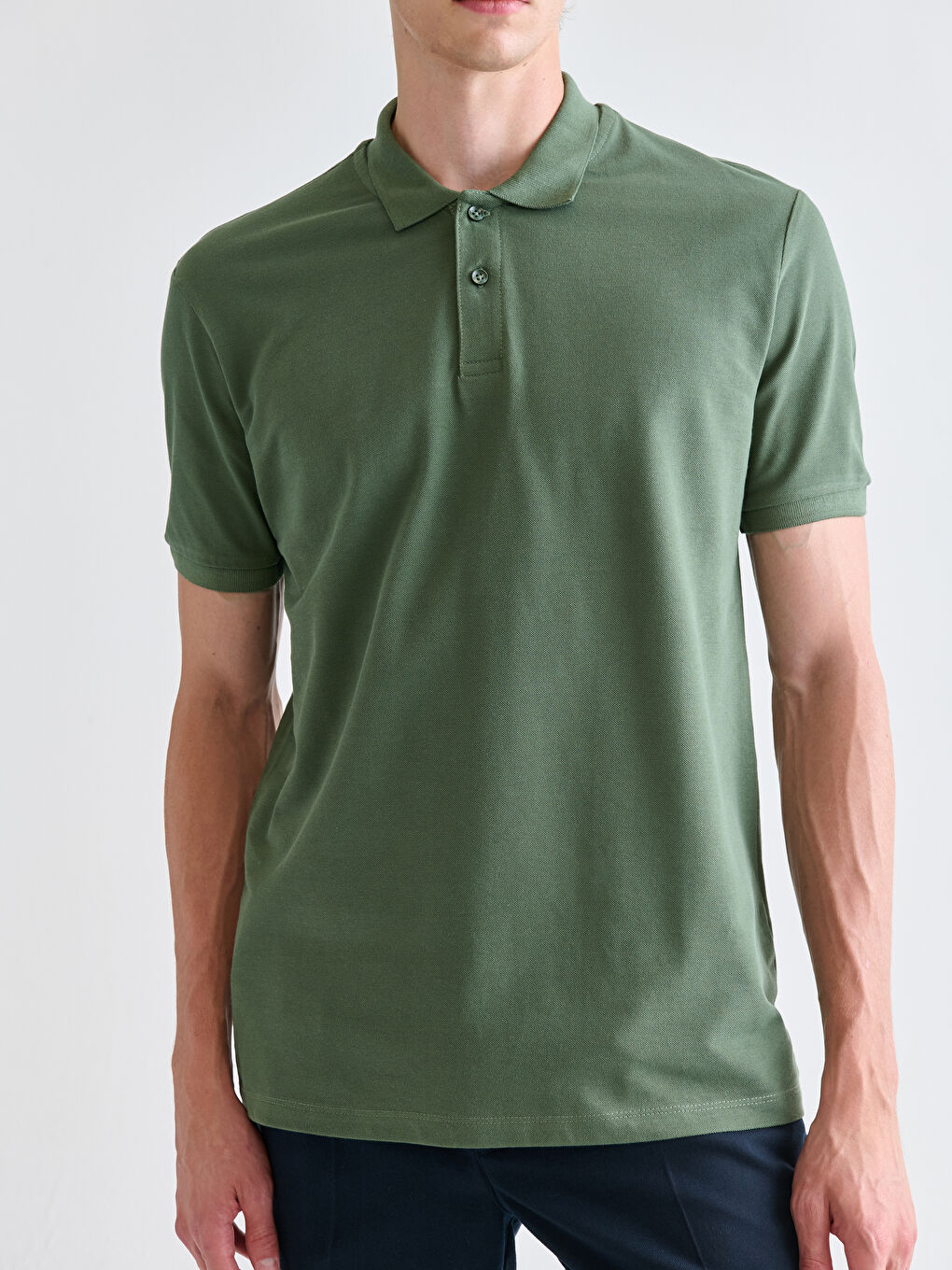 Polo Neck Short Sleeve Pique Men's T-Shirt-2