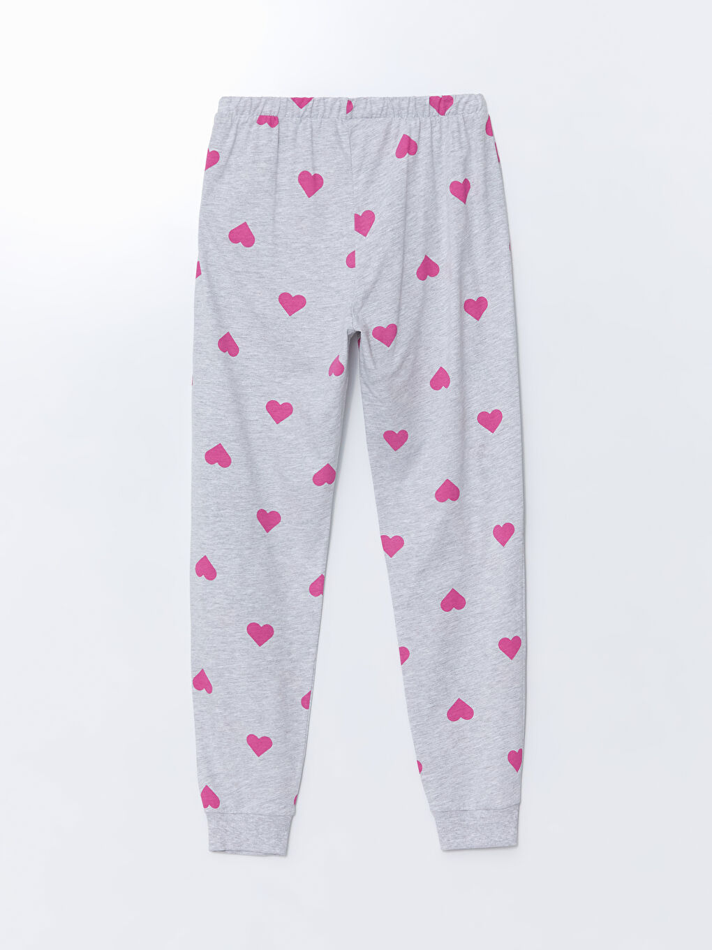 Gri Beli Lastikli Desenli Kadın Jogger Pijama Altı-1