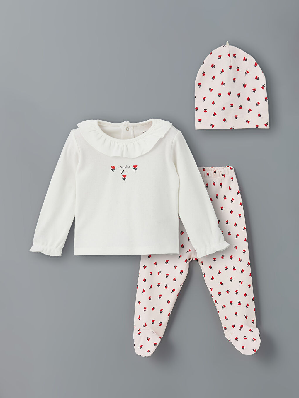 Crew Neck Floral Girl’S Baby Hospital Set -S52000Z1-FDU