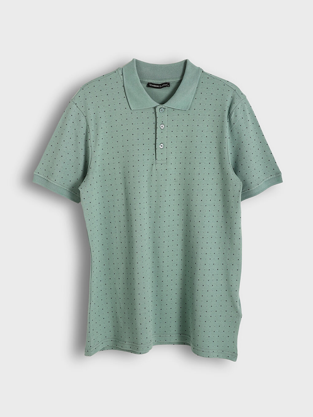 Polo Neck Short Sleeve Patterned Pique Men's T-Shirt