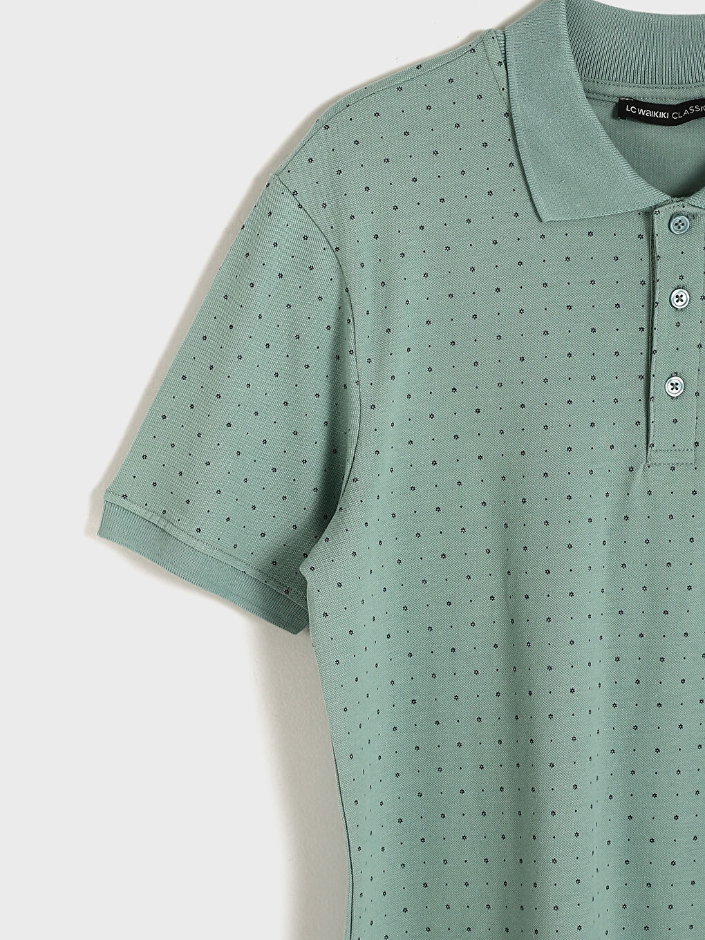 Polo Neck Short Sleeve Patterned Pique Men's T-Shirt-2